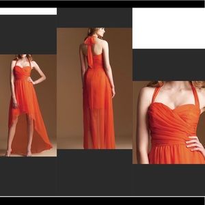 Chiffon hi low tie halter prom or wedding